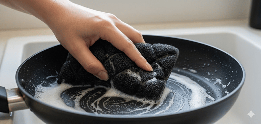 Super Scrubz scrubbing a pan